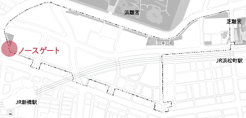 ノースゲートの位置を示すキーマップ